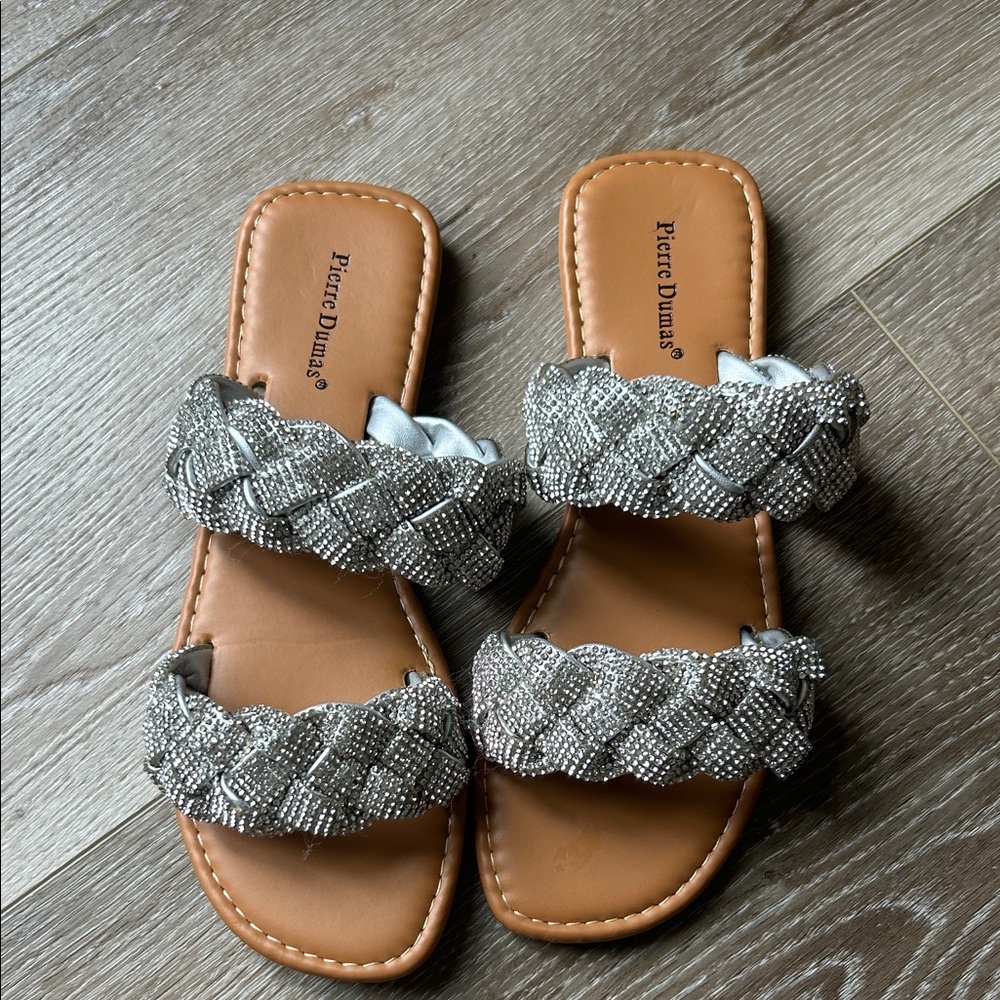 Pierre Dumas Silver Braided Sandals